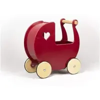 Moover Toys - Dänischer Designer Holz-Puppenwagen (solid rot) / dolls pram solid red