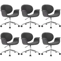 vidaXL Drehbare Esszimmerstühle 6 Stk. Grau Stoff