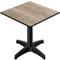 GGM Möbel CPBL | HPL Bistro Tisch | B:T:H 60 x 60 x 78 cm | Eiche / Aluminium | Klappbar + Zusatzgewicht | Quadratisch