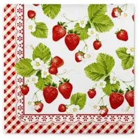 Mank Airlaid Serviette Senga, 40 x 40 cm, 50 Stück - Waldfrucht Karos Erdbeeren