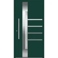 Haustuerenland.de Aluminium Haustür RC2 "ALEXANDRA" 78 mm Moosgrün RAL 6005 beidseitig innen öffnend DIN links