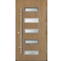 Haustuerenland.de Aluminium Haustür "AGADA" 68 mm Turner Oak holzähnlich beidseitig außen öffnend DIN rechts