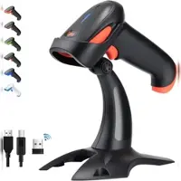 Tera Barcode Scanner 2D 1D 2.4 GHz/Bluetooth/USB2000mAh Akku /Kabel/Ständer, HW0002 Koralle 1 Stück