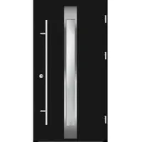 Haustuerenland.de Flügelüberdeckende Aluminium Haustür "FABIA" 82 mm RC2 Tiefschwarz RAL 9005 beidseitig außen öffnend DIN rechts