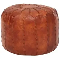 KADIMA DESIGN Sitzhocker Echtleder Braun 52 x 40 x 52 cm Ottomane Wohnzimmer, Design Pouf Hocker Orientalisch, Polsterhocker Orient Beinablage