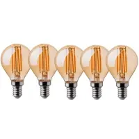 V-TAC 5x 4W E14 Edison LED Vintage Filament Glühbirne Birne Leuchtmittel Retro Nostalgie Beleuchtung G45 2200K Warmweiß