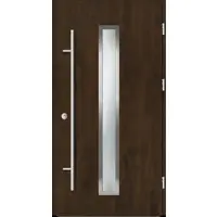 Haustuerenland.de Aluminium Haustür "AURORA" 68 mm Nussbaum holzähnlich beidseitig außen öffnend DIN rechts