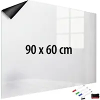 INFACTORY Magnetische Whiteboard-Folie, selbstklebend, 4 Marker, 90 x 60 cm