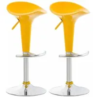 DELUKE 2er Set Barhocker CEKOT - Kunststoff Gelb 37x37x87 cm | Barstuhl Höhenverstellbar Drehbar Tresenhocker Tresenstuhl Kneipenhocker Kneipenstuhl