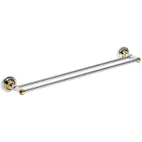 BRILLANTBAD BETRO GOLD Doppelhandtuchhalter Messing Gold Chrom 665x65x120 mm für Bad & WC >> zum Bohren