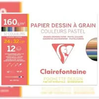 Clairefontaine 10x Etival Color, Zeichenpapier A4 160g, Packung mit 12 Bogen in Pastellfarben - Pastellfarben sortiert 96772C