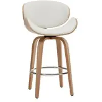 Miliboo Design-Barhocker Weiß und helles Holz 65 cm WALNUT