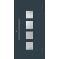 Haustuerenland.de Aluminium RC2 Haustür "DORA" flügelüberdeckend 78 mm Anthrazit RAL 7016 außen öffnend DIN rechts