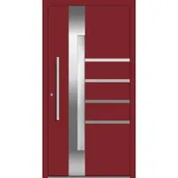 Haustuerenland.de Aluminium Haustür RC2 "ALEXANDRA" 78 mm Purpurrot RAL 3004 beidseitig innen öffnend DIN links