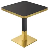 GGM Möbel DM | Bistro Tisch | 70 x 70 cm | H 74 cm | Schwarz Glanz | Gestell: Schwarz / Gold