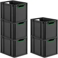 Proregal SparSet 5x Eurobox Nextgen Color HxBxT 32x30x40cm 30 Liter Griffe Grün Offen Schwarz Eurobehälter Transportbox Transportbehälter
