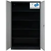 Proregal Stahlschrank BEE mit 9 lackierten Fachböden | HxBxT 195x92x60cm | Schwarz-Grau | Werkstattschrank Werkzeugschrank Aktenschrank