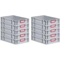 Proregal 10x Eurobox NextGen Color | HxBxT 12x40x60cm | 23 Liter | Griffe rot geschlossen | Glatter Boden | Eurobehälter
