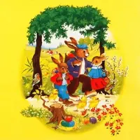 Home Fashion , Osterspaziergang, Lunch-Servietten aufgefaltetes Maß 33 cm x 33 cm, im Viertelfalz, 20 Stück pro Pack, 12 Pack pro Karton