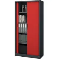Jan Nowak Aktenschrank Abschließbar DAMIAN mit Rolladentüren 185 x 90 x 45 cm Anthrazit-Rot