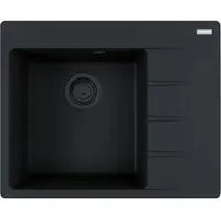 Franke Spüle CNG 611-62 BLACK MATT COLLECTION Becken links mit Excenterbedienung / Ausschnittmaß 600 x 480 mm R15 / Granitspüle