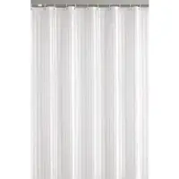 KS Handel 24 Edler Textil Duschvorhang gestreift Damast Weiss 180x215 cm inkl. Duschvorhangringe