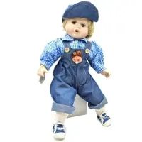 Topline handgemachte Porzellanpuppe Junge blaue Latzhose 42cm Sammler...