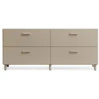 String - Relief Kommode mit Beinen, niedrig, 123 x 41 x 46,6 cm, beige