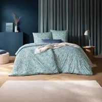 Estella Mako Interlock Jersey Bettwäsche Tina cyan Kissenbezug einzeln 40x80 cm - blau;weiß