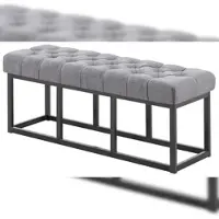 DELUKE Sitzbank MEXICO - Stoff Dunkelgrau 120x38x46 cm | Sitzbank Flur Sitzhocker Esszimmerbank Polsterbank Schlafzimmerbank