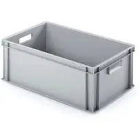 Proregal Eurobehälter mit Offenem Griff HxBxT 22 x 40 x 60 cm 38 Liter Grau Eurobox Transportbox