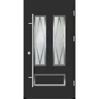 Haustuerenland.de Aluminium Landhaustür "HERMINE" 82 mm RC2 Sprossenfelder Anthrazit Eisenglimmer DB 703 beidseitig außen öffnend DIN rechts