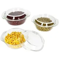 MamboCat 3tlg Set Brat- & Backform 0,7L 1L 1,5L Deckel Auflaufform rund Gratin Glas