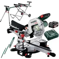 Metabo Akku Kappsäge Säge Ladegerät KGS 18LTX BL216 + Untergestell KSU251 mobile