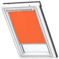 Velux Dachfenster Verdunkelungsrollo orange mit grauem Alu-Rahmen elektronisch DML MK04 4564K