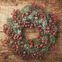 Home Fashion , Berry Wreath, Lunch-Servietten aufgefaltetes Maß 33 cm x 33 cm, im Viertelfalz, 20 Stück pro Pack, 12 Pack pro Karton