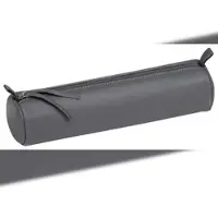 Clairefontaine 6x Schlampermäppchen Leder einfarbig Ø5,5x22cm Grau 8334C