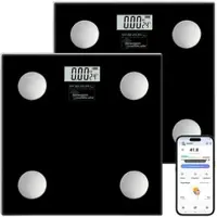 Newgen medicals 2er-Set 17in1-Glas-Körperanalysewaagen, App für iOS & Android, 180 kg