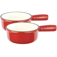 Rosenstein & Söhne 2er-Set Käsefondue-Töpfe aus Gusseisen, 16 cm