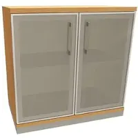 Fm Büromöbel Aktenschrank »Oldenburg« 2 OH satinierte Acrylglastüren braun, 80x78.1x44.2 cm
