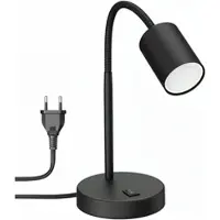 Ledscom.de Tischleuchte WAIKA mit Schwanenhals und Schalter schwarz matt, inkl. GU10 LED Lampe (warmweiß, 0,5W, 49lm)