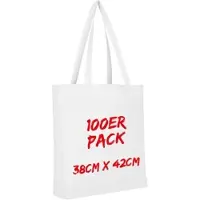 TEXXILLA Baumwolltasche Mehrpack mit zwei langen Henkeln, Boden- und Seitenfalte, Weiß, weiß