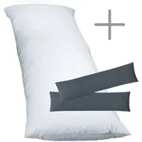 EXKLUSIV HEIMTEXTIL 1 x Füllkissen 40x80 cm + Jersey Kissenbezug 2er Set 40 x 80 cmAnthrazit