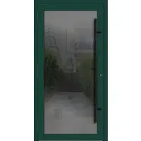 Haustuerenland.de PREMIUM Aluminium-Glas Haustür "FELINA" 90 mm BLACKLINE flächenbündig Moosgrün RAL 6005 beidseitig außen öffnend DIN links