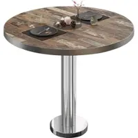 GGM Möbel BML | Bistrotisch | Ø:H 80 x 75 cm | Vintage Old / Edelstahl | Rund | Edelstahl Rand