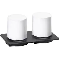 BRILLANTBAD BORGANIC BLACK Doppelter Seifenspender Edelstahl Zink Kunststoff Schwarz 100x200x115 mm, 200 ml für Bad & Küche >> zum Bohren