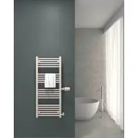 Mert Radiator Badheizkörper Weiß 500 x 1200 mm – Handtuchheizkörper mit Seitenanschluss, Anschluss 500 mm, 496 Watt, ohne Heizstab