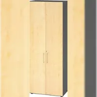 Bümö Aktenschrank abschließbar, Büroschrank Holz 80cm breit in Graphit/Ahorn - abschließbarer Schrank mit Aktenregal für's Büro & Arbeitszimmer, Büro