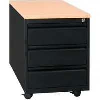 LÜLLMANN Rollcontainer, Frontgriffleiste, 3 Schubladen, 620 x 460 x 790 mm, schwarz/buche