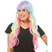 Buttinette Langhaarperücke "Candy", pink, blau, gelb